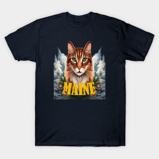 Loving Maine State Cat With White Pine T-Shirt